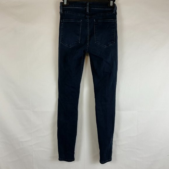 Frame Jeans 25 Le High Skinny Dark Blue Wash Distressed Destroyed - Picture 7 of 11